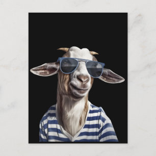 Carte Postale T-Shirt Chèvre Cool avec Lunettes de Soleil – An C