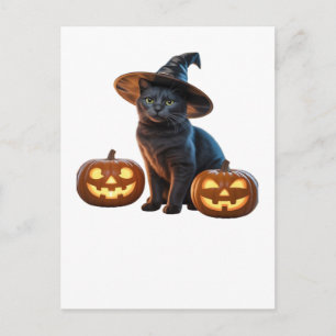 Carte Postale T-Shirt Classique Magie Chat Noir Halloween