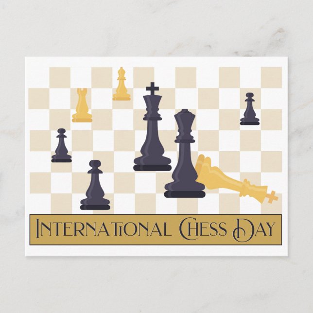 Carte Postale T-shirt de la Journée internationale des échecs (Devant)