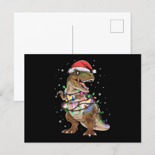 Carte Postale T-shirt de Noël avec dinosaure T-rex et arbre de N