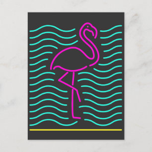 Carte Postale T-shirt Flamant rose rose Oiseau Neon Zoo Animal C