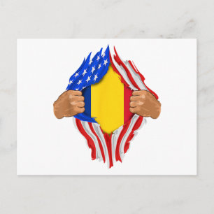 Carte Postale T-Shirt Sang Roumain en Moi Drapeau Roumain