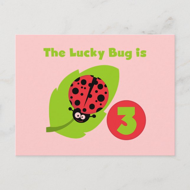 Carte Postale T-shirts et cadeaux 3e anniversaire Lucky Bug (Devant)