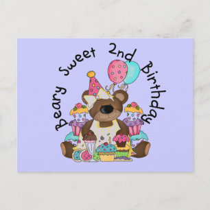Carte Postale T-shirts et cadeaux Beary Sweet 2e anniversaire