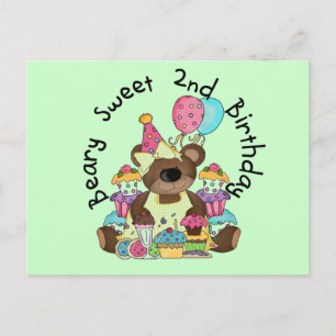 Carte Postale T-shirts et cadeaux Beary Sweet 2nd Birthday