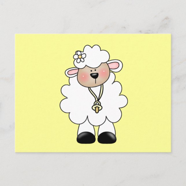 Carte Postale T-shirts et cadeaux d'agneau blanc (Devant)