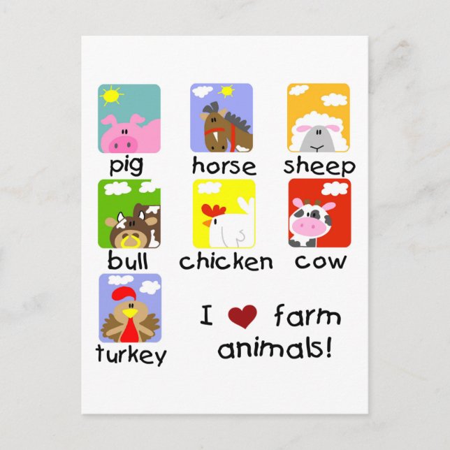 Carte Postale T-shirts et cadeaux d'animaux de ferme (Devant)