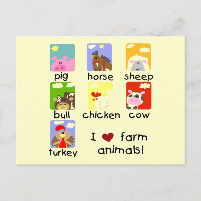 Carte Postale T-shirts et cadeaux d'animaux de ferme (Devant)