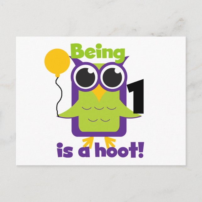Carte Postale T-shirts et cadeaux d'anniversaire de Hoot Owl 1er (Devant)