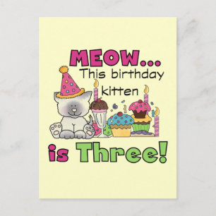 Carte Postale T-shirts et cadeaux d'anniversaire de la 3e Kitten