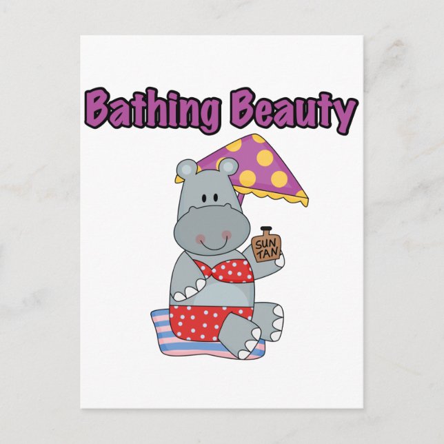Carte Postale T-shirts et cadeaux de beauté Hippo Bathing (Devant)