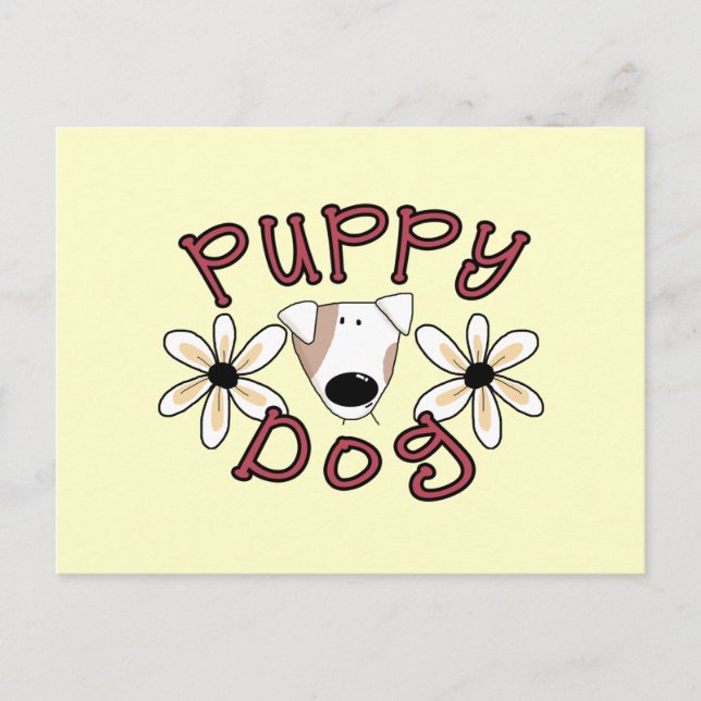 Carte Postale T-shirts et cadeaux de chiot de fleurs (Devant)