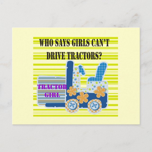 Carte Postale T-shirts et cadeaux de fille de tracteur (Devant)