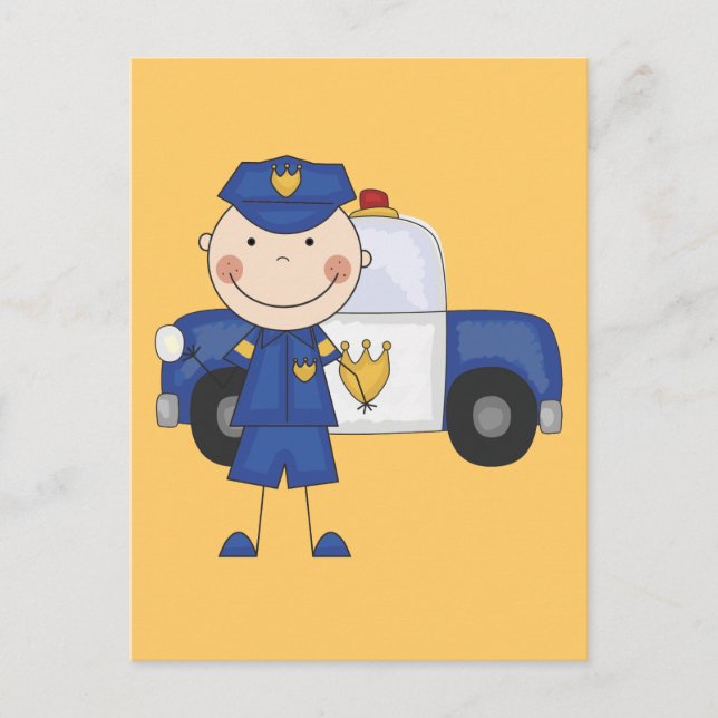 Carte Postale T-shirts et cadeaux de policiers masculins (Devant)