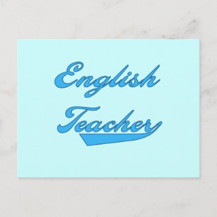 Carte Postale T-shirts et cadeaux en bleu de l'enseignant anglai