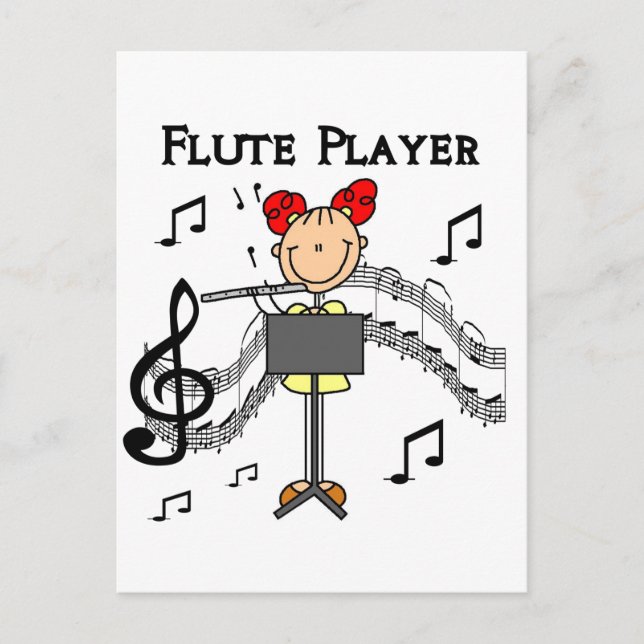 Carte Postale T-shirts et cadeaux Flute Player (Devant)