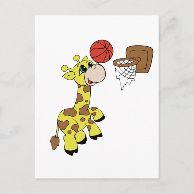 Carte Postale T-shirts et cadeaux Giraffe Basketball (Devant)