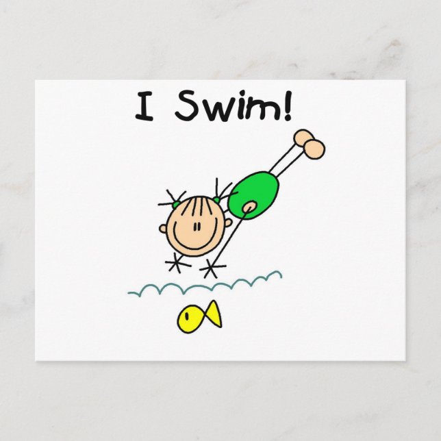 Carte Postale T-shirts et cadeaux Girl I Swim (Devant)