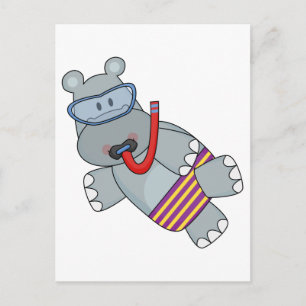Carte Postale T-shirts et cadeaux Hippo Snorkeler
