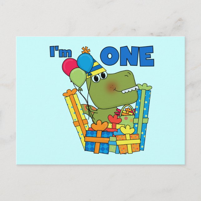 Carte Postale T-shirts et cadeaux Little Dino 1er anniversaire (Devant)