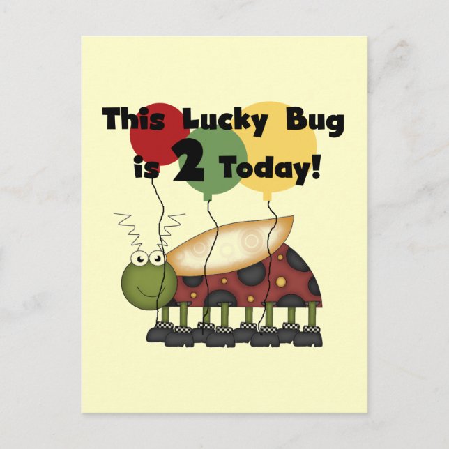 Carte Postale T-shirts et cadeaux Lucky Bug 2e anniversaire (Devant)