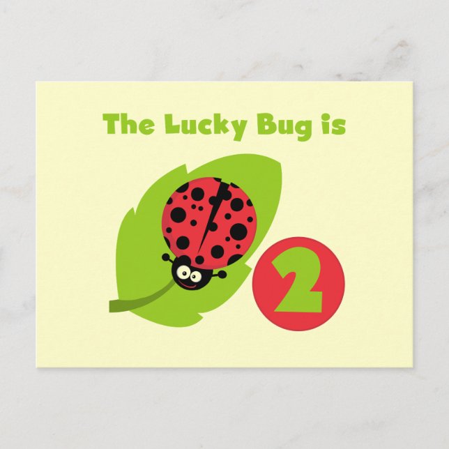 Carte Postale T-shirts et cadeaux Lucky Bug 2e anniversaire (Devant)