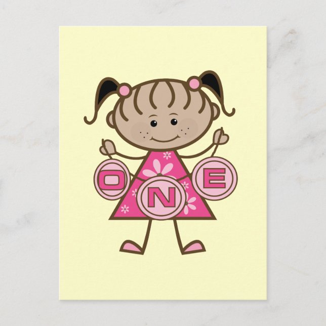Carte Postale T-shirts et cadeaux pour la petite fille 1er anniv (Devant)