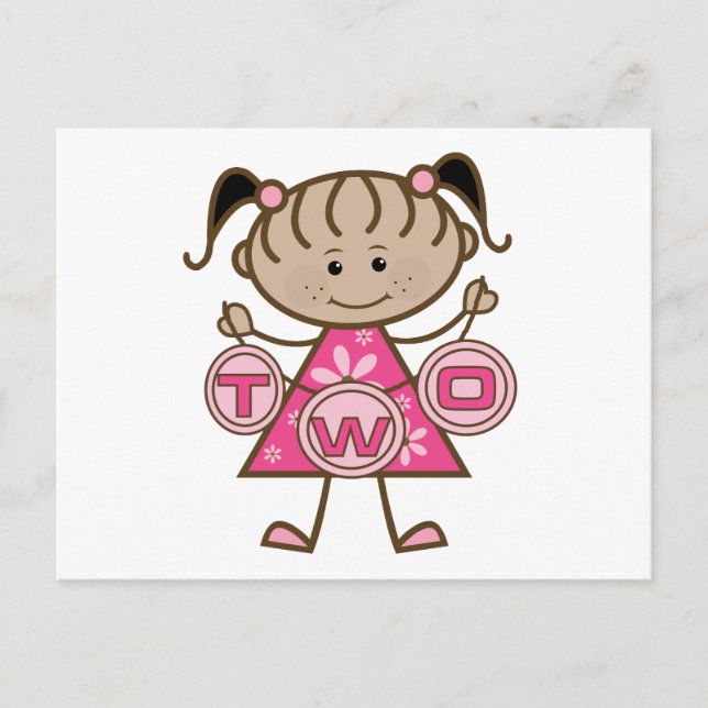 Carte Postale T-shirts et cadeaux pour la petite fille 2e annive (Devant)