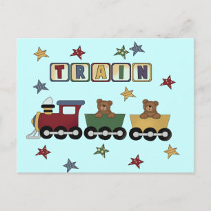 Carte Postale T-shirts et cadeaux Teddy Bear Train