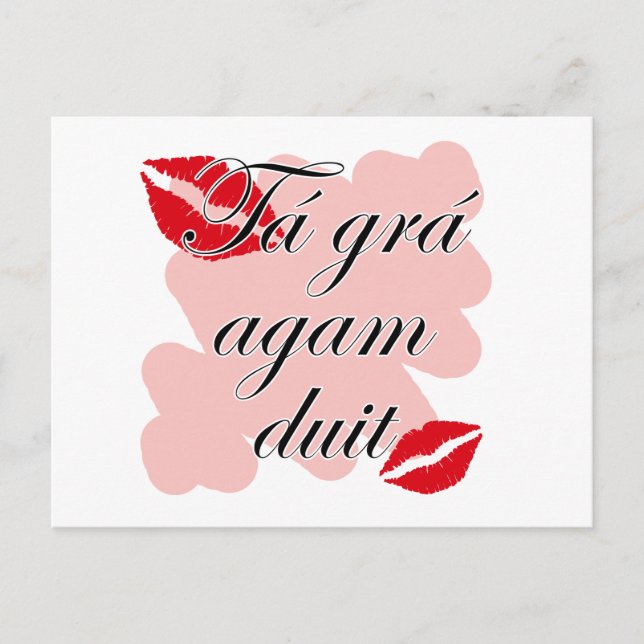 Carte Postale Tá grá agam duit - Irish Gaelic Je vous aime (Devant)