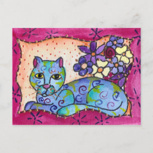 Carte Postale Tabby Bleu