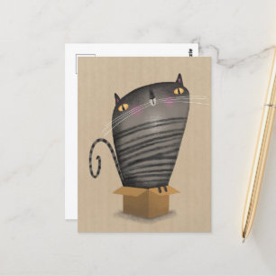 Carte Postale Tabby cat dans la boîte
