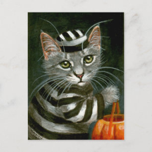 Carte postale Tabby Cat Halloween Prisonnier