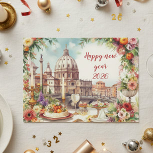 Carte Postale Table de fête en Italie Nouvel An