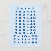 Carte postale table de multiplication de 7