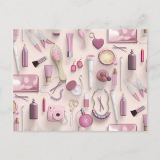 Carte Postale Table Vanité rose