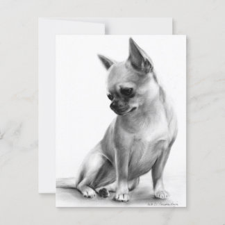 Carte Postale Tableau à la main de l'oeuvre de Chihuahua réfléch