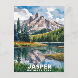Carte Postale Tableau aquarelle du parc national Jasper