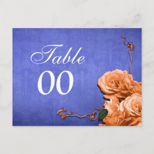 Carte Postale Tableau bleu orange numéro de mariage