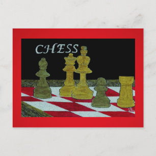 Carte Postale Tableau de bord des joueurs d'échecs King et Queen