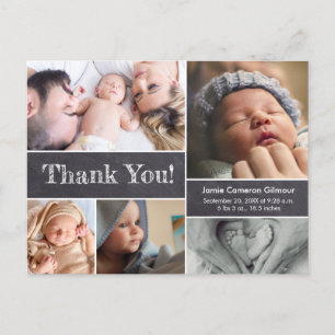 Carte Postale Tableau de bord Photos modernes Baby shower Merci