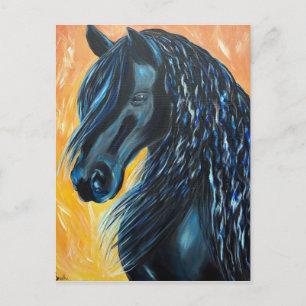 Carte Postale Tableau de Cheval Noir