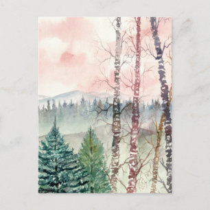 Carte Postale tableau de paysage de bouleaux