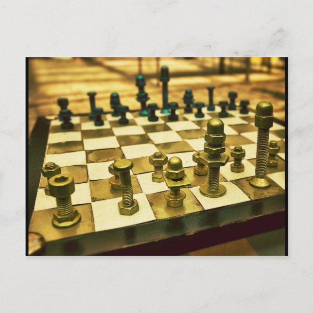 Carte Postale Tableau d'échecs cool avec des noeuds et des boulo (Devant)