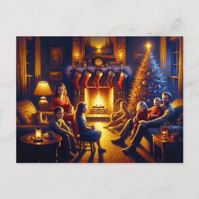 Carte Postale Tableau déplaisant de la famille de Noël (Devant)