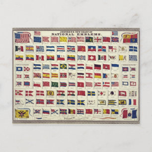 Carte Postale Tableau des drapeaux nationaux vintages - créé en 