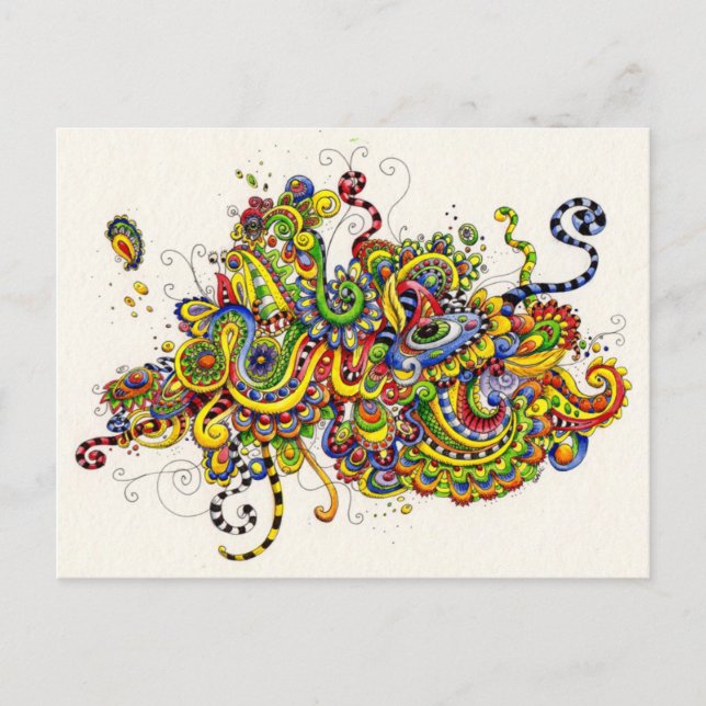 Carte Postale Tableau Doodle Vibrant (Devant)