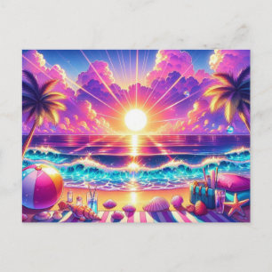 Carte Postale Tableau du paradis du coucher de soleil tropical