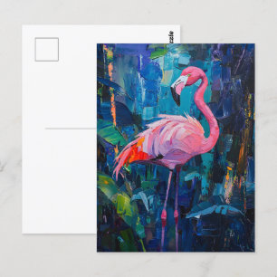 Carte Postale Tableau Flamant rose Abstrait