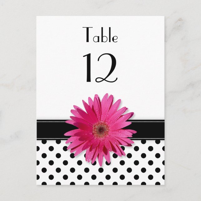 Carte Postale Tableau Mariage de pois rose noir blanc rose (Devant)